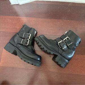 Vintage Space-Time Chunky Moto Biker Ankle Boots